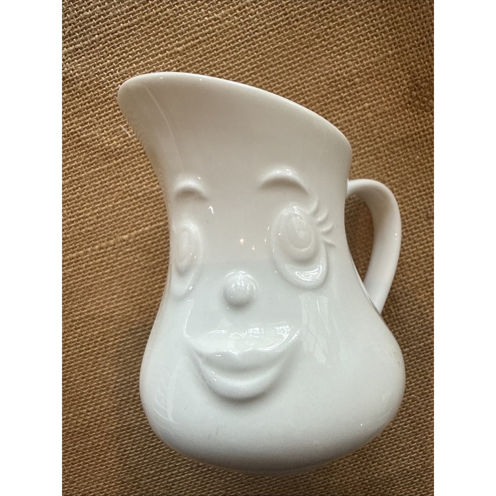 Faces Collection White Creamer Pitcher Lady With Big Lips Smiling